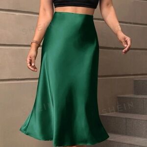 SHEIN Green Satin Skirt